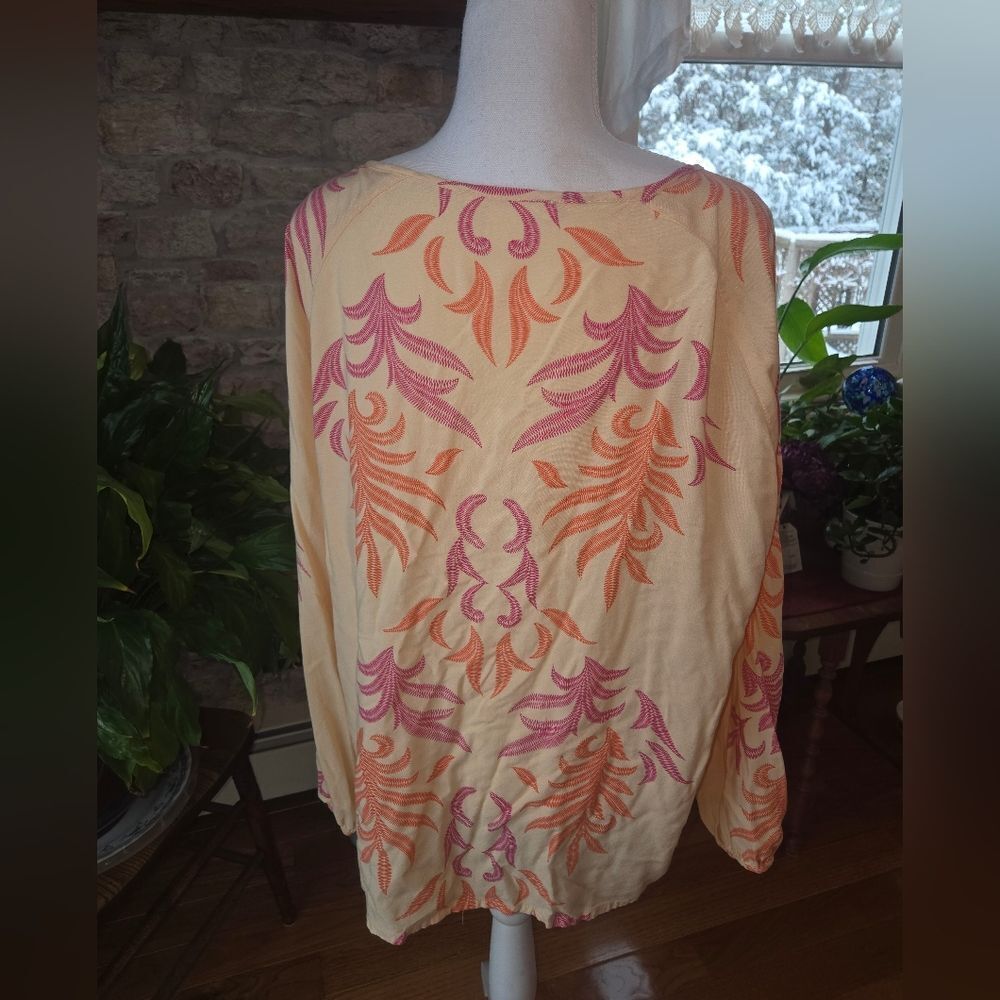 VENUS Yellow and Pink And Orange Women's L Blouse - Picture 3 of 5